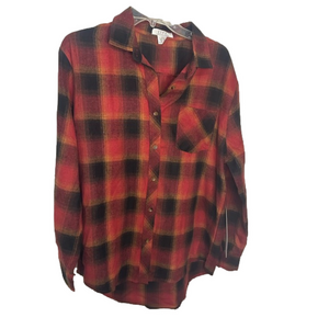 NWT Ladies red flannel L.i.f.e. love is for eternity top size medium